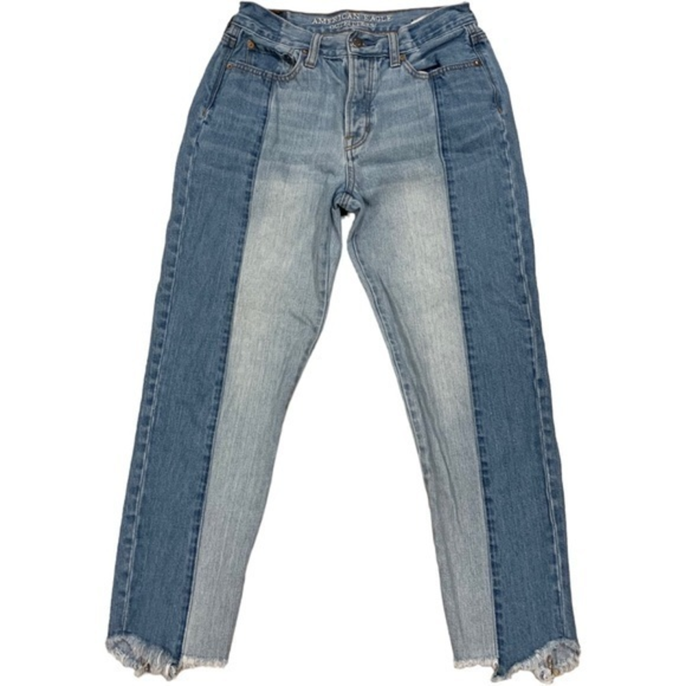 American Eagle‎ Jeans Women's Vintage High Rise Raw Hem Blue Denim Size 4 Reg
